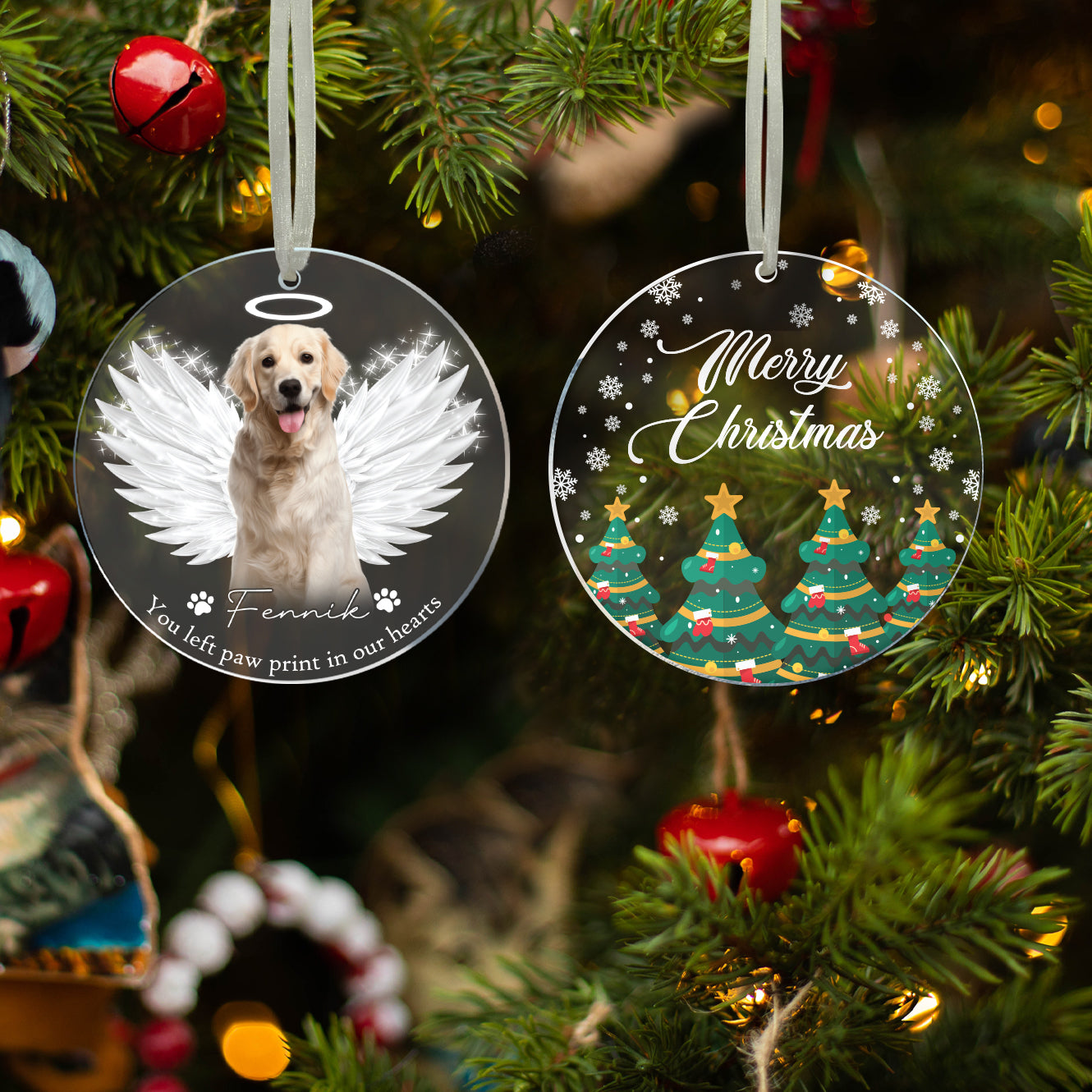 Personalized Pet Memorial Ornament with Photo, Dog Memorial Christmas Ornament, Pet Loss Gift, Dog Memorial Gift, Dog Remembrance Keepsake