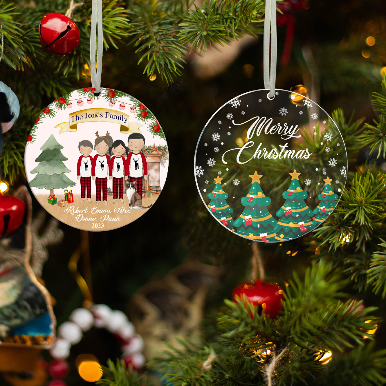 Personalized Family Ornament 2023, Customized Family With Children Ornament, Family With Pets Ornament, Keepsake Gift Family, Christmas Tree Decorations