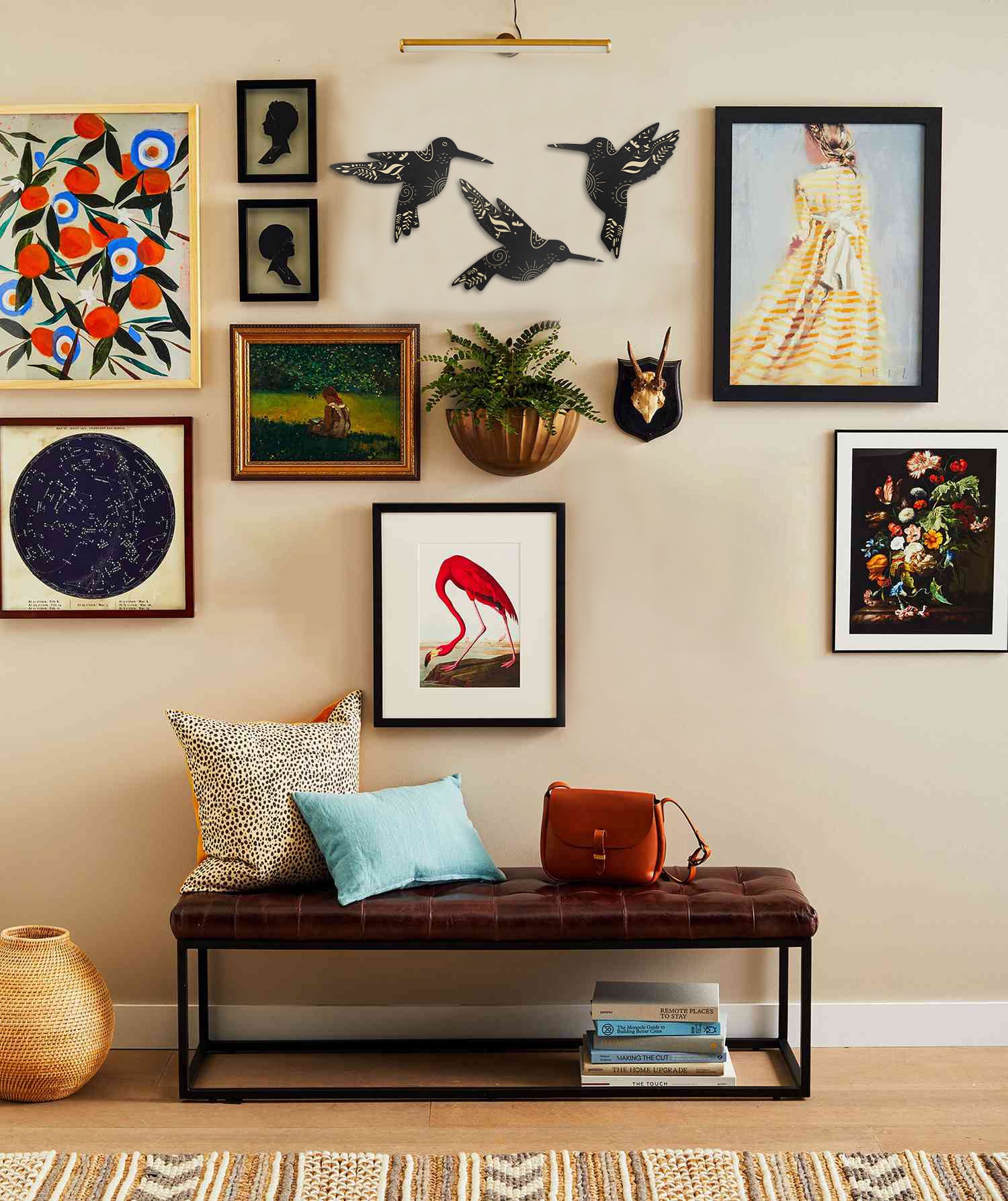SET OF 3 BLACK HUMMINGBIRD WOOD WALL DECOR