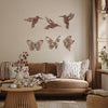 SET OF 6 BROWN BUTTERFLY WOOD WALL DECOR AND BIRD WALL DECOR WOODEN