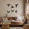 SET OF 6 BLACK BUTTERFLY WOOD WALL DECOR AND BIRD WALL DECOR WOODEN