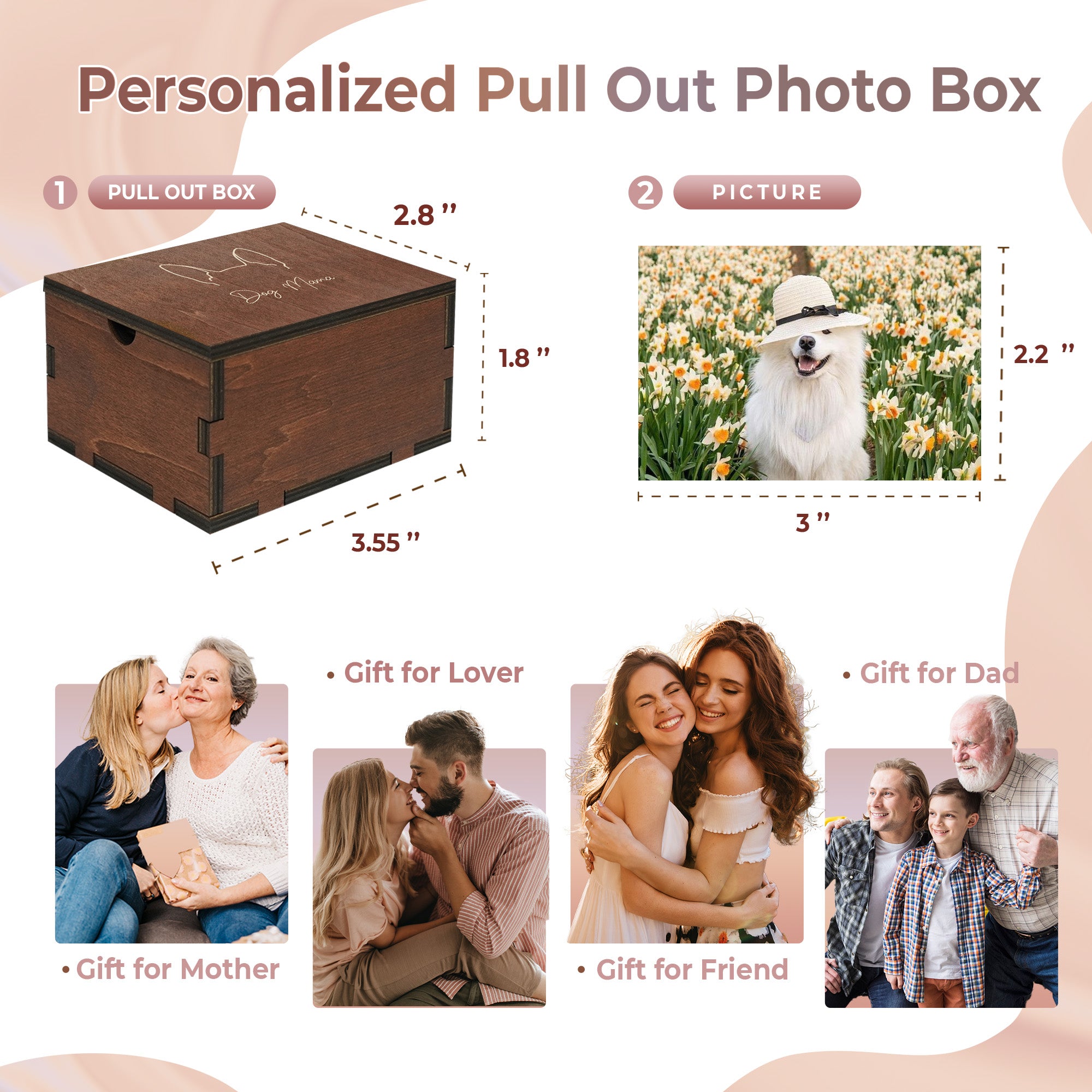 DNPETS Soulful Pet Memorial Photo Box Pull Out Photo Memory Box