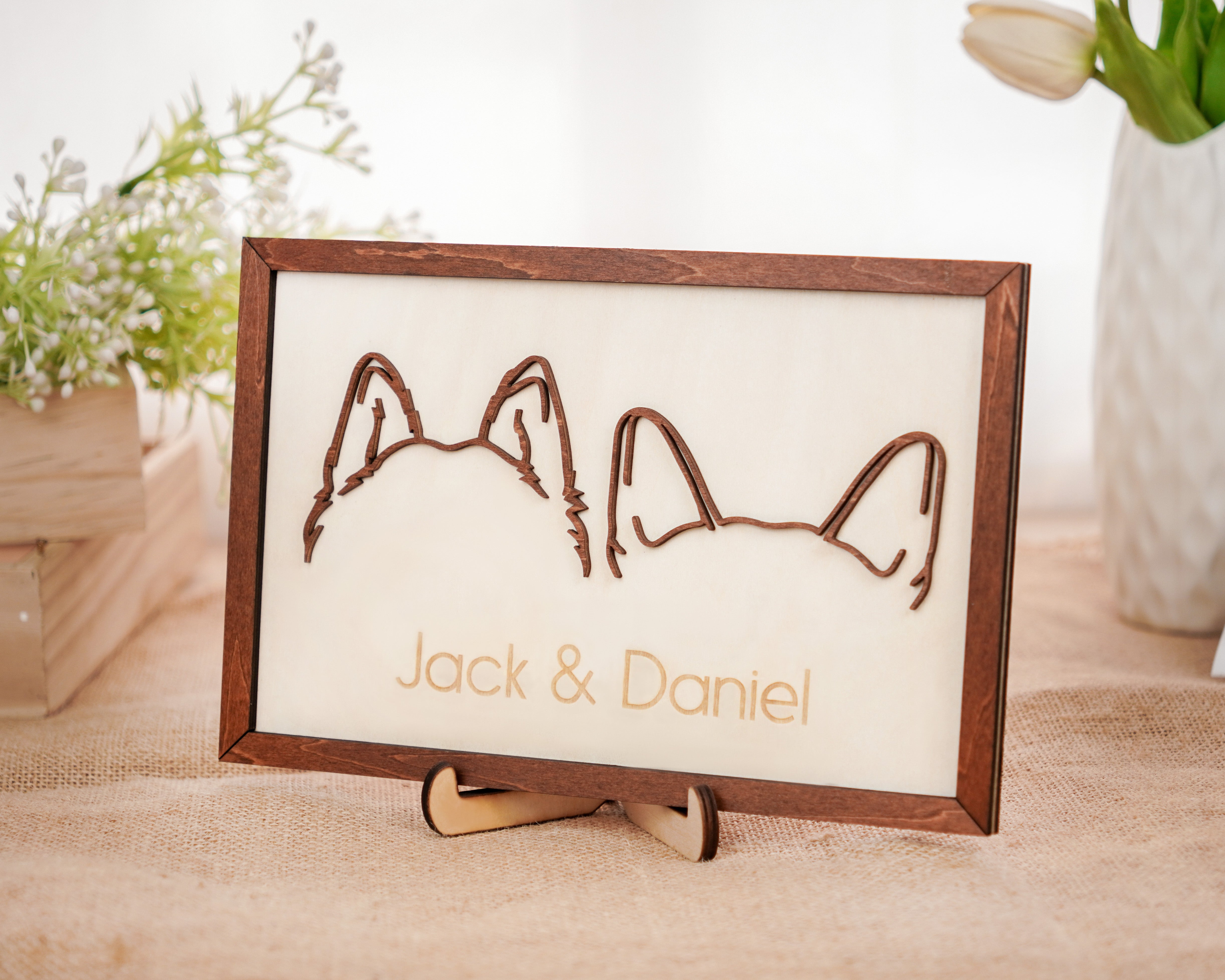 DNPETS Touching Pet Sympathy Gift Dog Ear Framed Art Memorial Dog