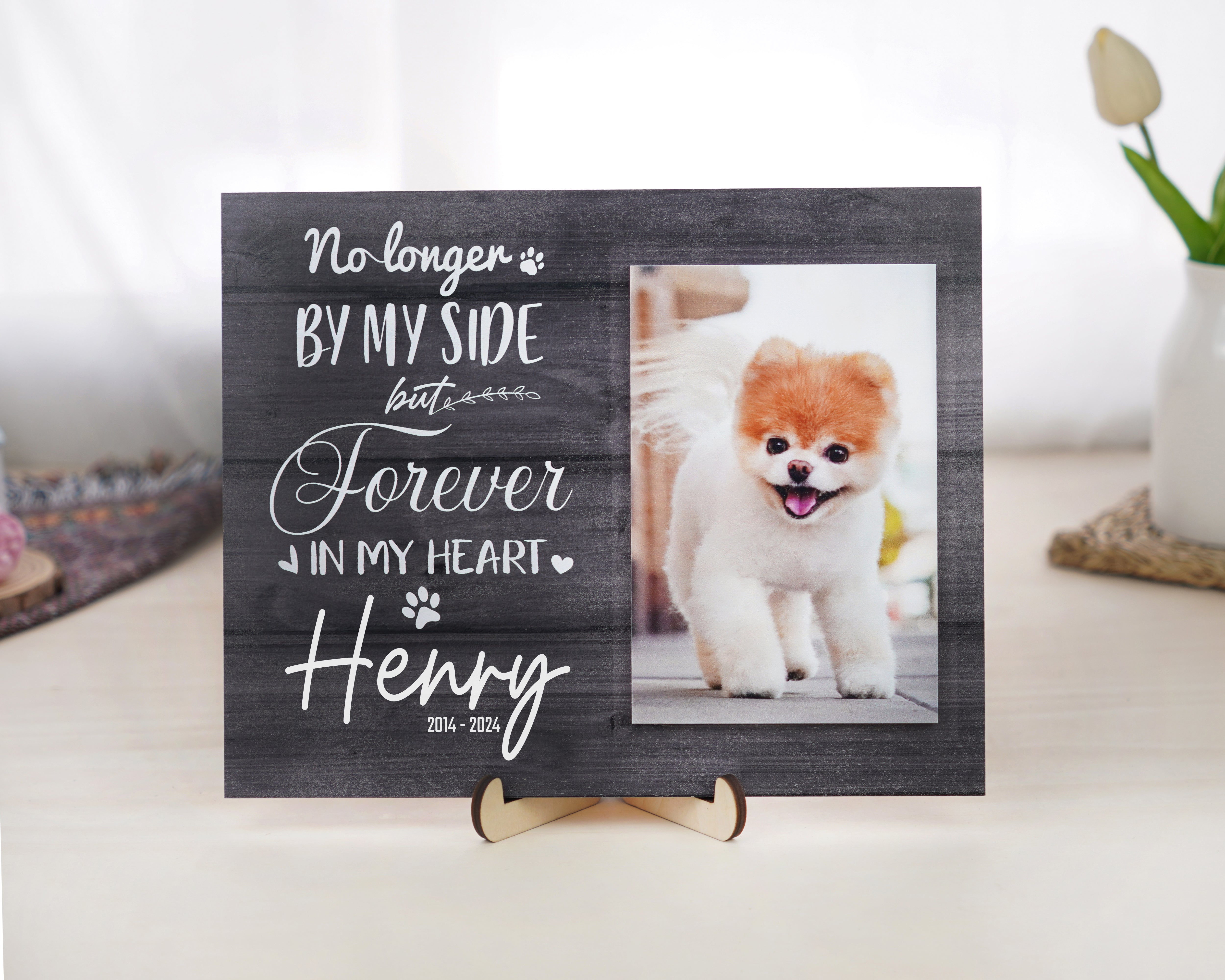 DNPETS Meaningful Pet Memorial Photo Frame Printed Wooden Dog Loss Gift