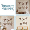 SET OF 6 BROWN BUTTERFLY WOOD WALL DECOR AND BIRD WALL DECOR WOODEN